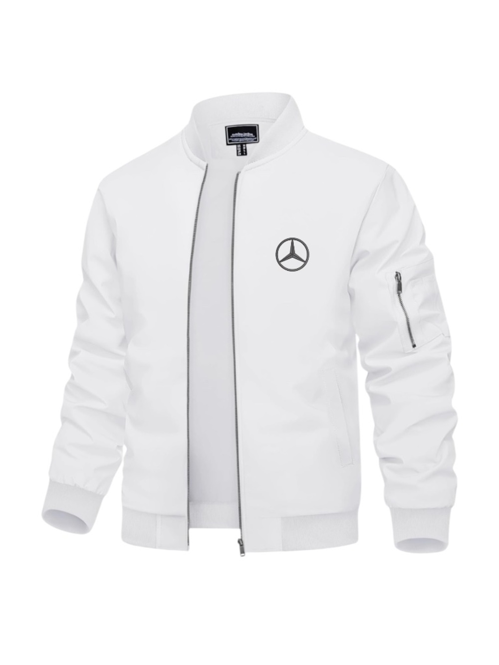 Men’s Mercedes-Benz Embroidered Lightweight Bomber Jacket White